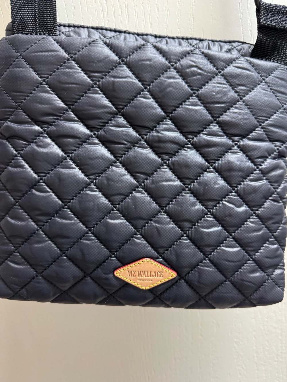 MZ Wallace Quilted Nylon Shoulder Bag - Black with Leather Logo